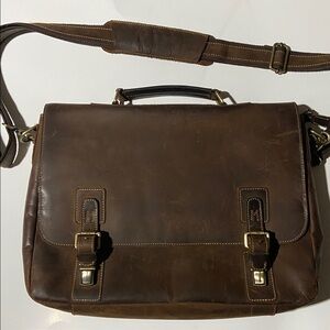 Kattee men's leather satchel briefcase designed for 15.6" laptops (not included)